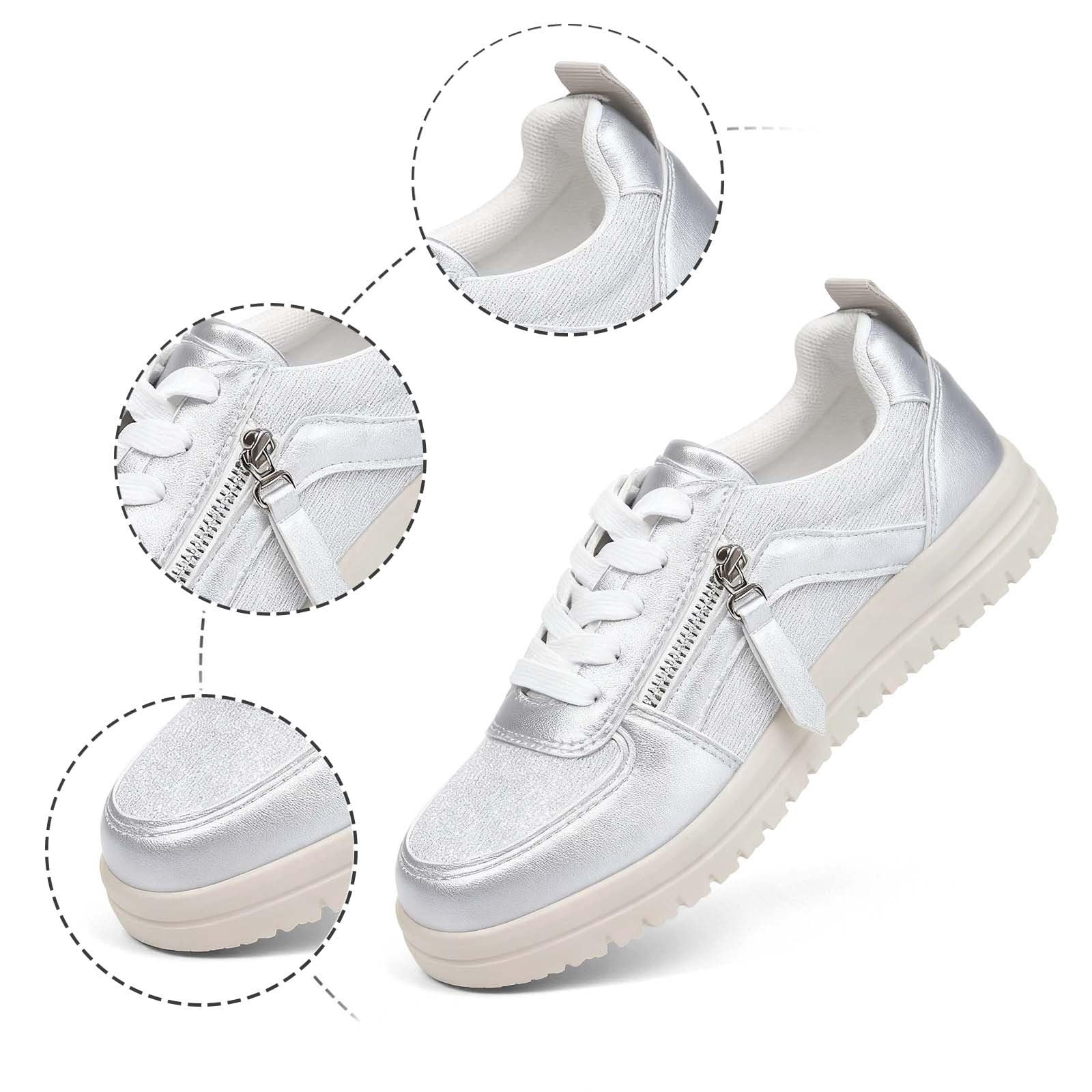 Zapatillas Plataforma Mujer Zapatos Plateados De Fiesta Novia Vestir Deportivas Elegantes Tenis Zapatilla Negra Retro Negras Ancho Especial Casual Azul Marino Medias Verdes Ligeras Otoño Azules 44