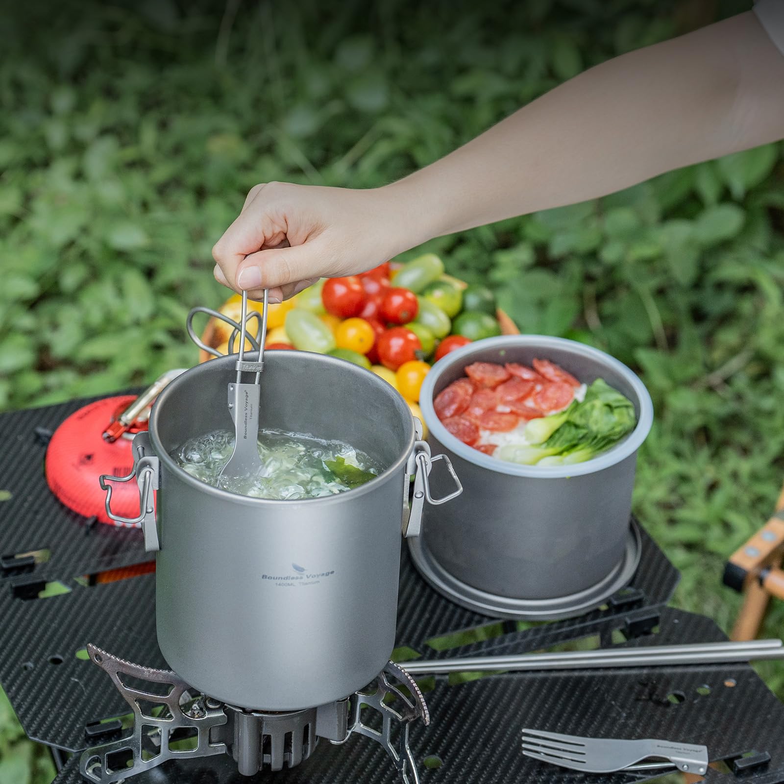 Boundless Voyage Titan Ti-2093-C Casserole multifonction pour la cuisine, la randonnée, le pique-nique