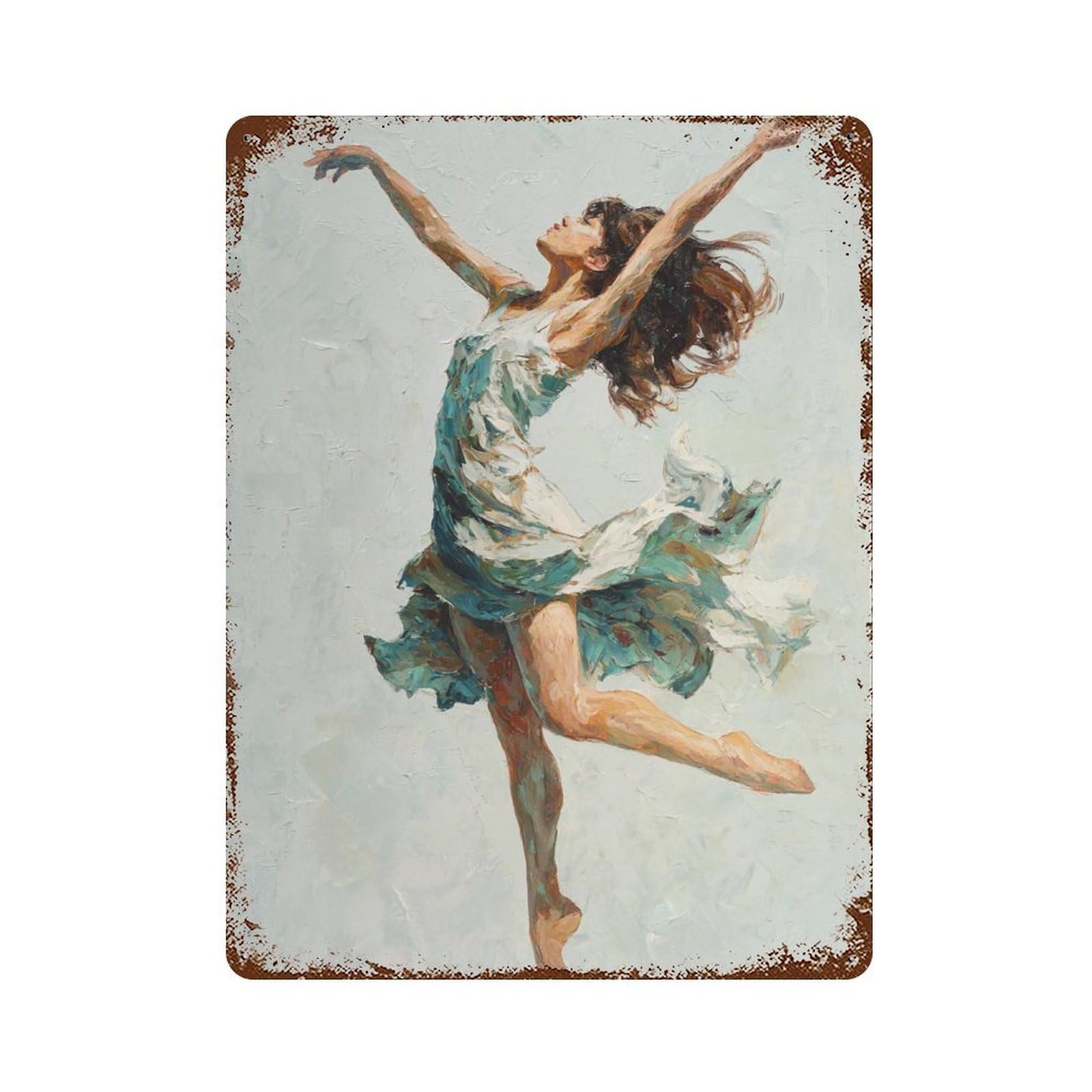 Decorative Tin Sign with Dancing Woman Art Print Design 15.7"x11.8", for Farmhouse, Kitchen And Entryway Decor, Decorative Metal Wall Art