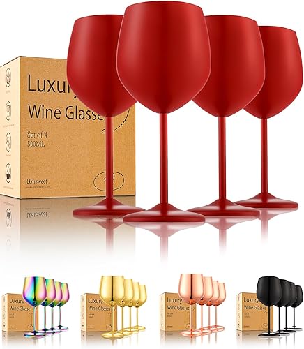 Miniatura 10 de Juego de 4 Copas de Vino de Acero Inoxidable Irrompibles Verdes de 18 oz, Copas de Vino de Metal Únicas para Exteriores, Viajes, Camping, Piscina,