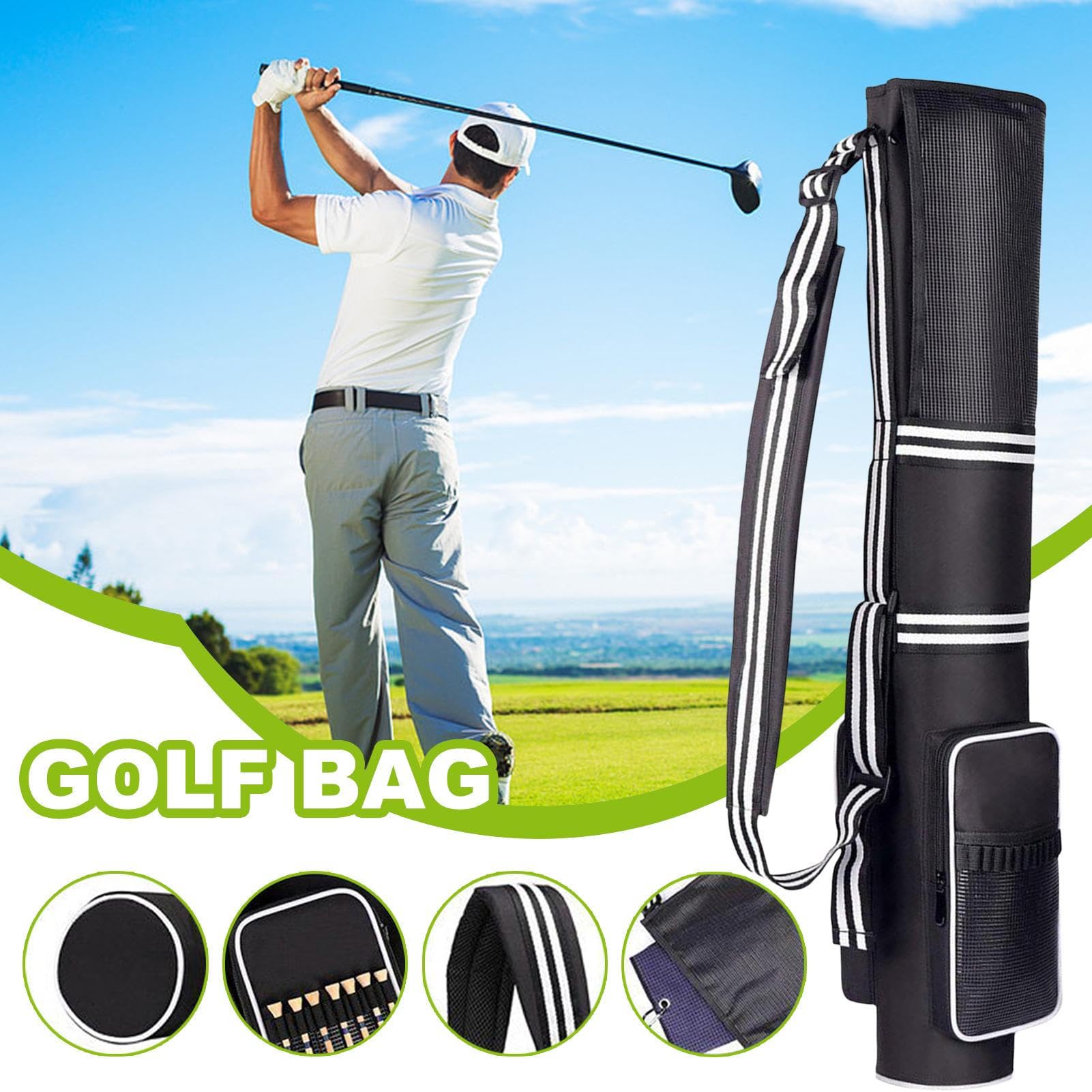Borsa per mazze da golf, organizer da golf, 20 x 80 cm, pieghevole, impermeabile e design robusto, sacco da golf per viaggi, tornei, pratica, adolescenti, principianti, bagagliaio