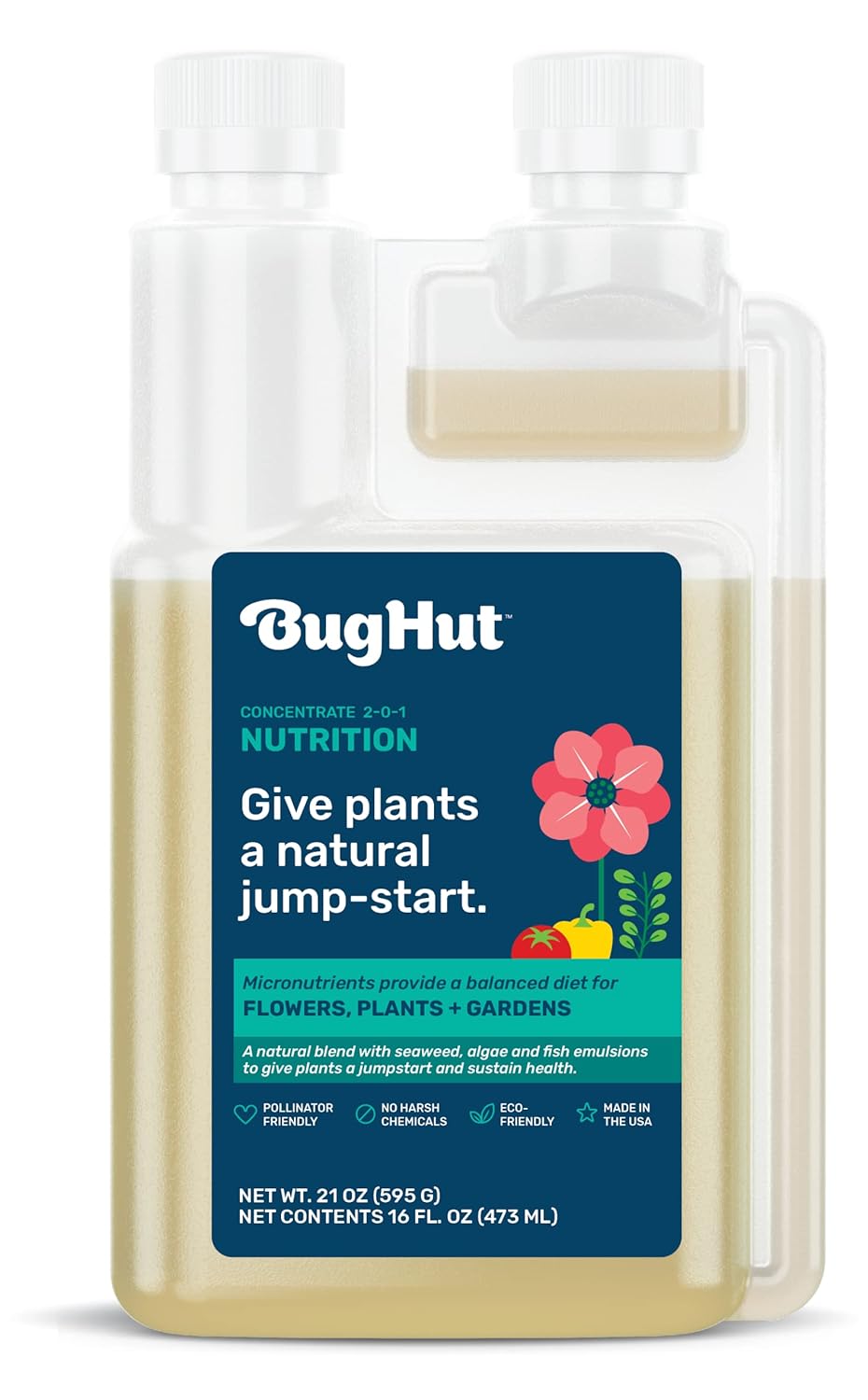 BugHut Nutrition Natural Fish Fertilizer for Plants with Seaweed - Nourishing Plant Food Packed with Micronutrients - Organic Fertilizer for Flowers, Vegetables and Indoor Plants - 16 fl oz