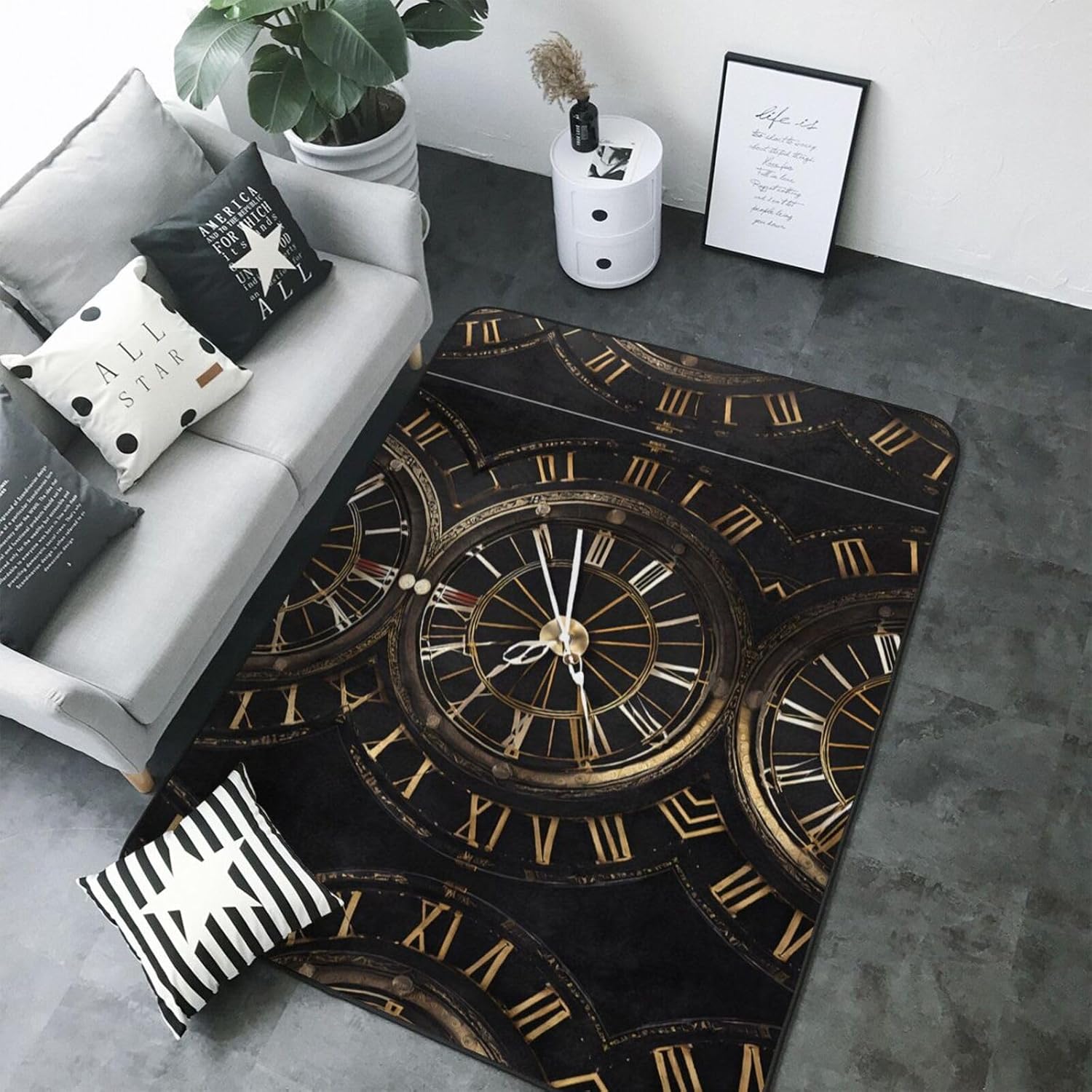 Flannel Non-Slip (Clock Gear) Rug Pad 80Ã—50in Soft Washable Protective for Hardwood Floors Bedroom Bathroom Living Room