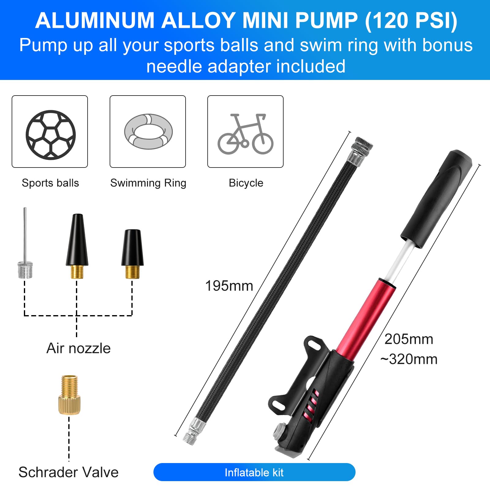 Ninonly Kit de Herramientas para Bicicleta 27PCs con Bomba 120PSI y Multiherramienta 16 en 1 Kit Reparación Bicicleta Completo Kit de Parche y Palancas para Camping Viajes Bolsa - 3