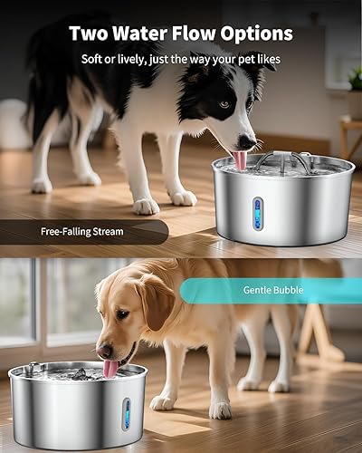 Miniatura 7 de Fuente de agua para perros de acero inoxidable, dispensador de agua para perros grandes, fuente automática de agua para gatos de 7 l236 onzas