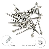 Vista 4 de Tornillos autoperforantes con cabeza hexagonal #12x2-1/2, acero inoxidable 410, tornillos Tek de chapa autorroscantes, 25