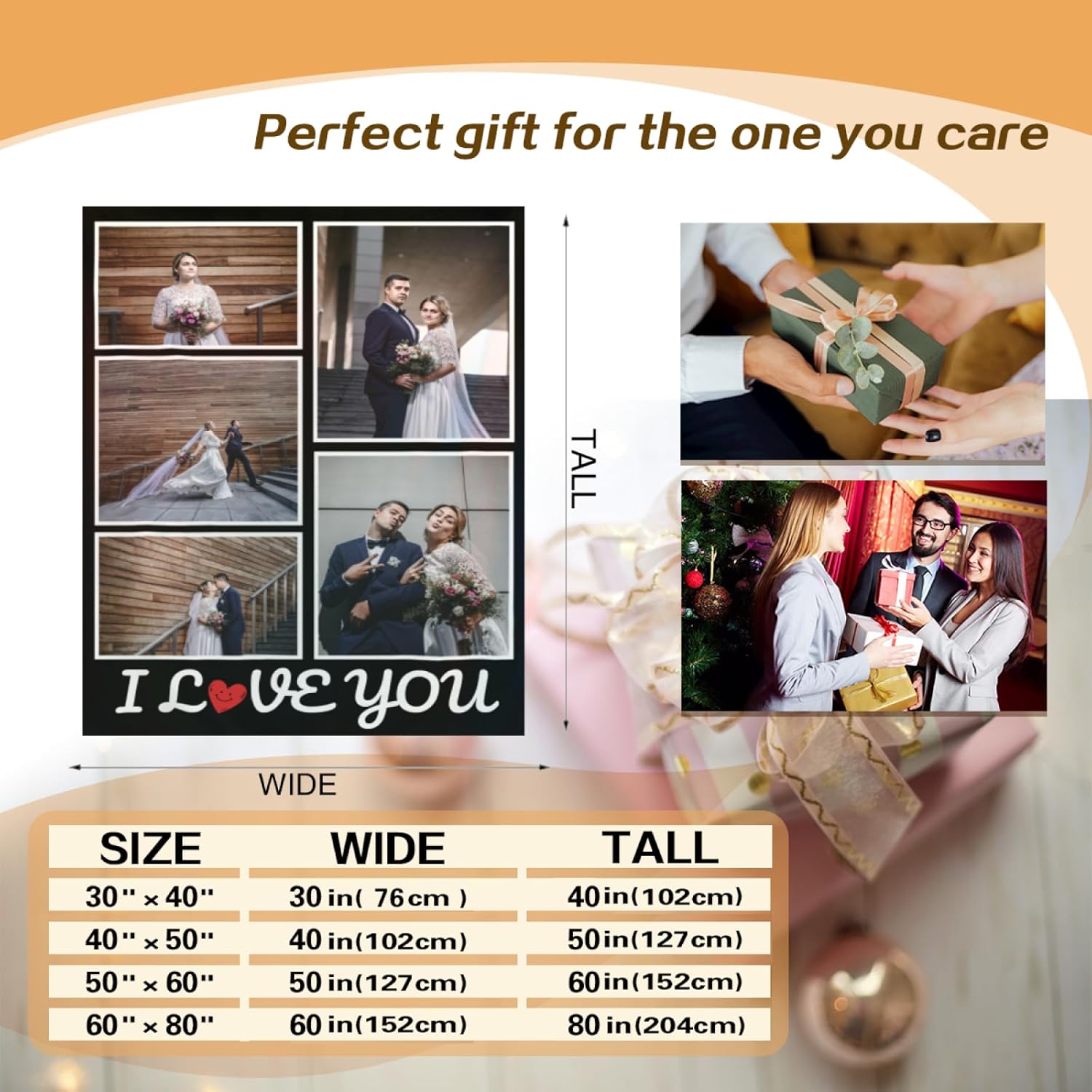 Custom Blanket with Photos Text Customized Throw Blanket Personalized Picture Blankets for Adult Kid Birthday Christmas Halloween Mothers Fathers Valentines Day Gift (5 Photo-2) - Image 7