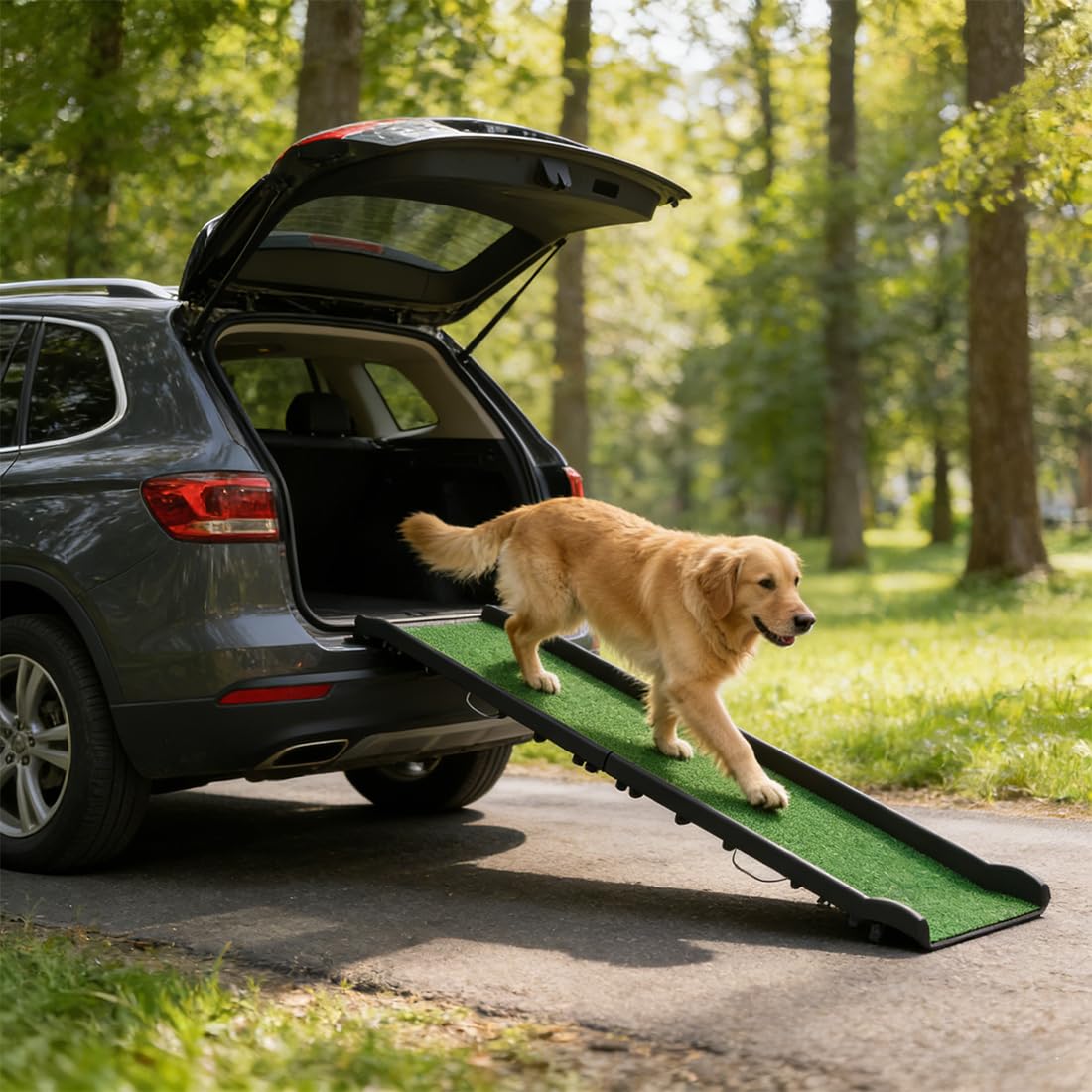 Hunderampe 156x40cm Klappbare für Auto, Hundetreppe Hunde Rampe Katzentreppe, Tragbare Kofferraumrampe mit Rutschfester Oberfläche, bis 90 kg