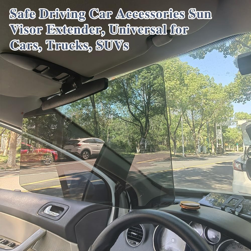 2PCS Car Sun Visor Extender, Sun Blocker, Clip on Car Windshield Visor Extender, Sun Visor Accessories, Protect from Sun Glare, Snow Blindness and UV Rays