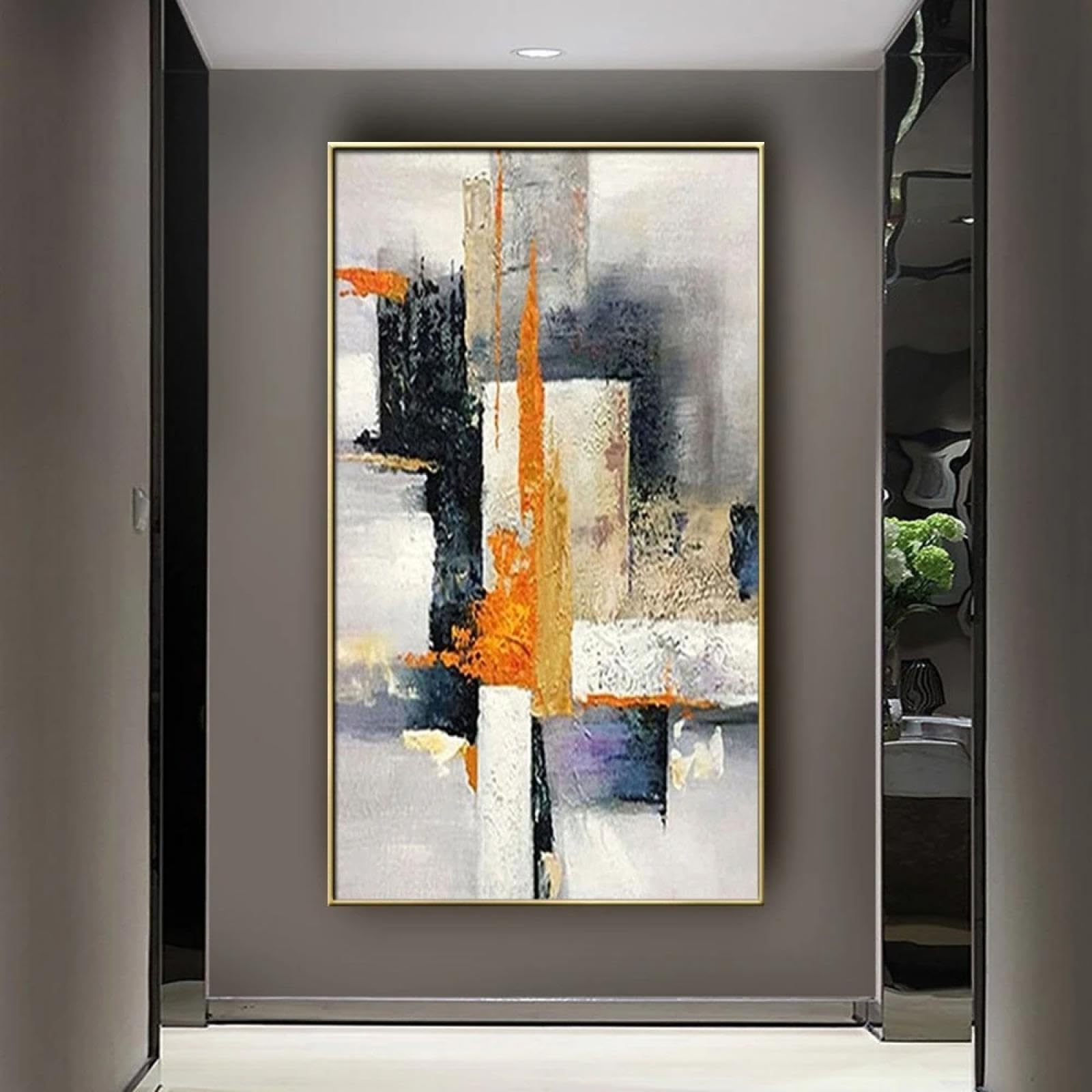 HOLEILUCK Tableau d'art mural géométrique moderne abstrait vertical pour salon, porche, entrée, décoration de grande taille, impressions d'art sans cadre 72 x 95 cm/28 x 37 pouces sans cadre
