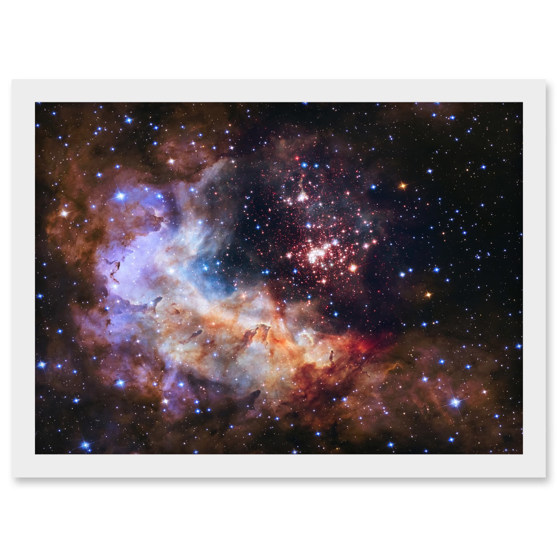 Artery8 Hubble Space Telescope Image Nasa Unveils Celestial Fireworks 25th Anniversary Giant Cluster Westerlund 2 Colourful Nebula Dust Pillars Gas Clouds Artwork Framed A3 Wall Art Print