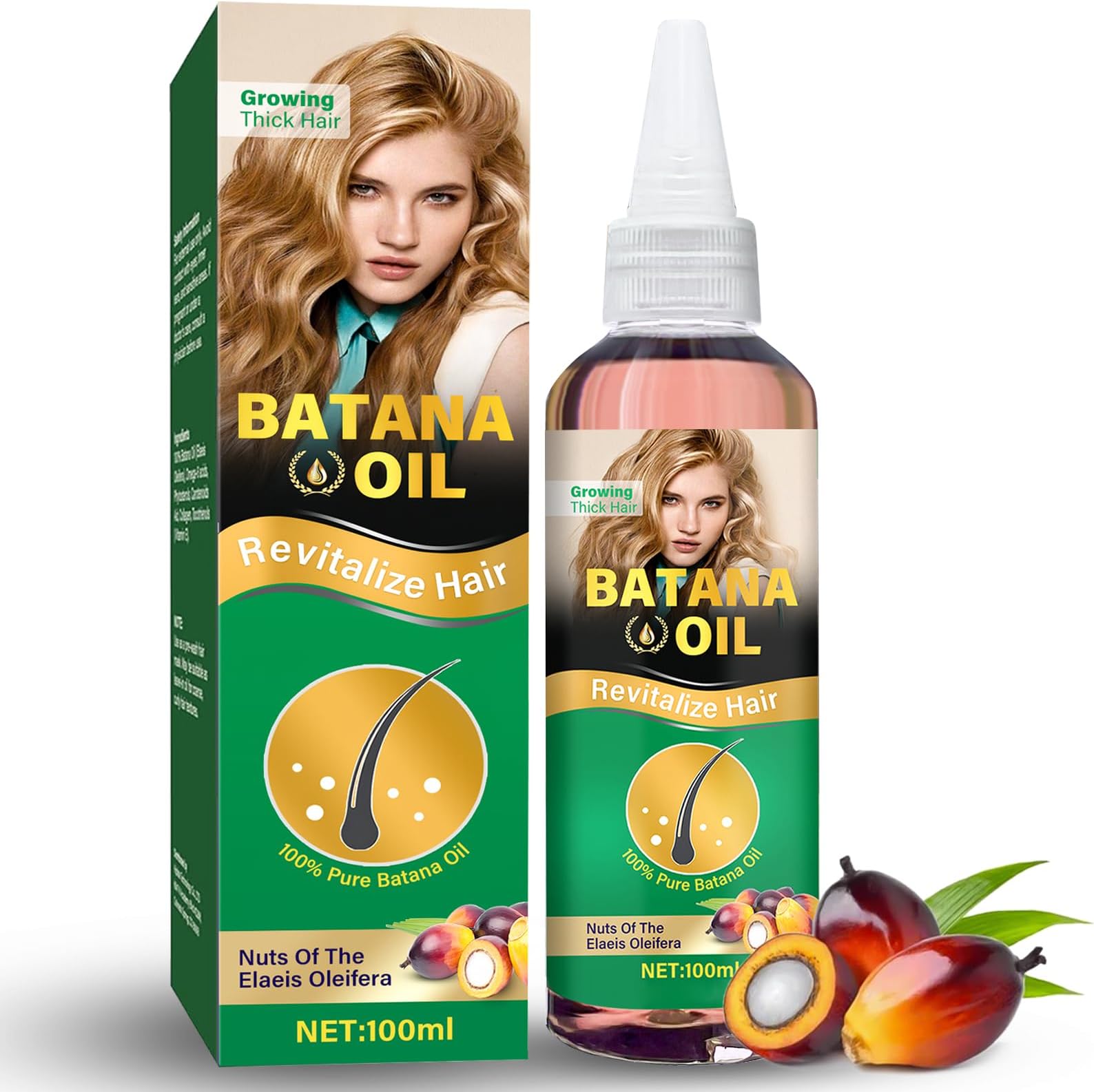 Batana Oil for Hair Growth, 100% Pure & Natural Raw Batana Hair Oil for Men & Women, Promotes Hair Health & Restoration, 3.5 oz