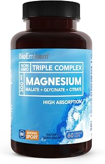 BioEmblem Magnesium Complex 60 Capsules | Magnesium Glycinate, Malate & Citrate, Vegan, Non-GMO
