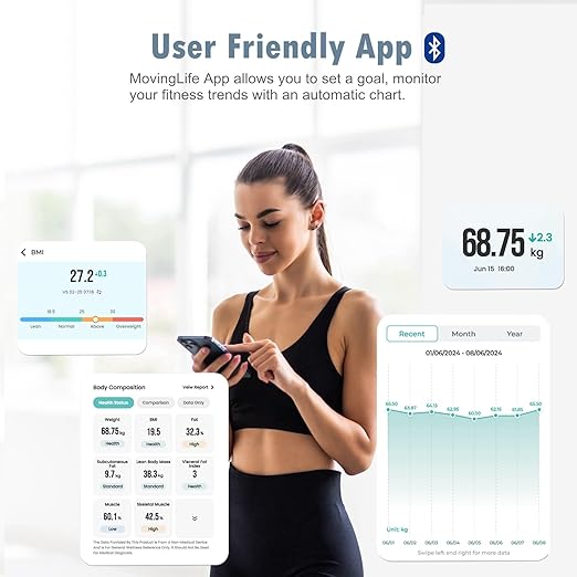 Báscula Digital NUTRI FIT con Bluetooth, Medición de Composición Corporal miniatura 4