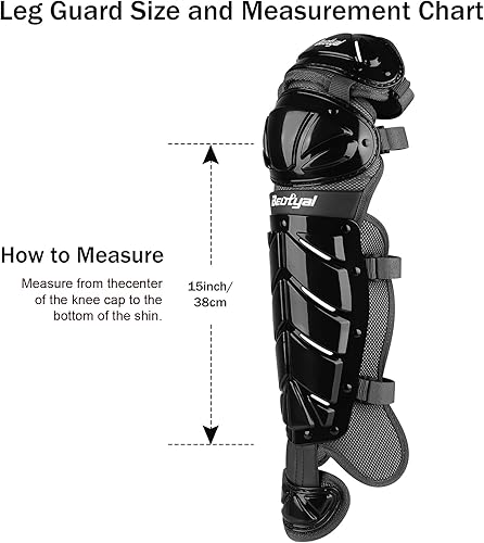 Miniatura 2 de Beutyal Baseball Softball Catcher Leg Guards Shin Guards Adult 16.5 Inch Black