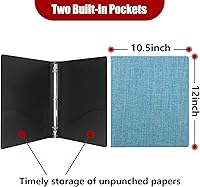 Vista 3 de Vienrose Carpeta de 3 Anillos de 1 Pulgada con Anillos Redondos con Cubierta de Tela de Lino, Se Adapta a Papel de 8.5 x 11 Pulgadas, Organizador