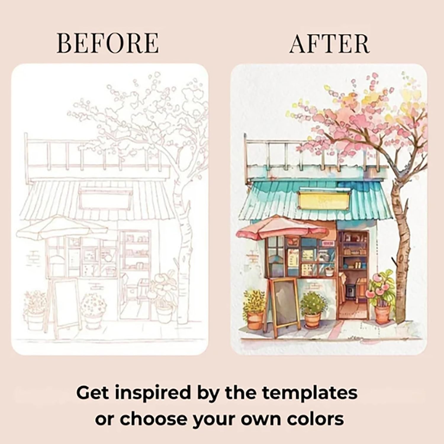 Creative Stress Relief Kit Watercolor Painting Book for Adults, 3-Fold Watercolor Pad for Beginners, Art Therapy Travel Set for Relaxation & Mindfulness (Style-B)