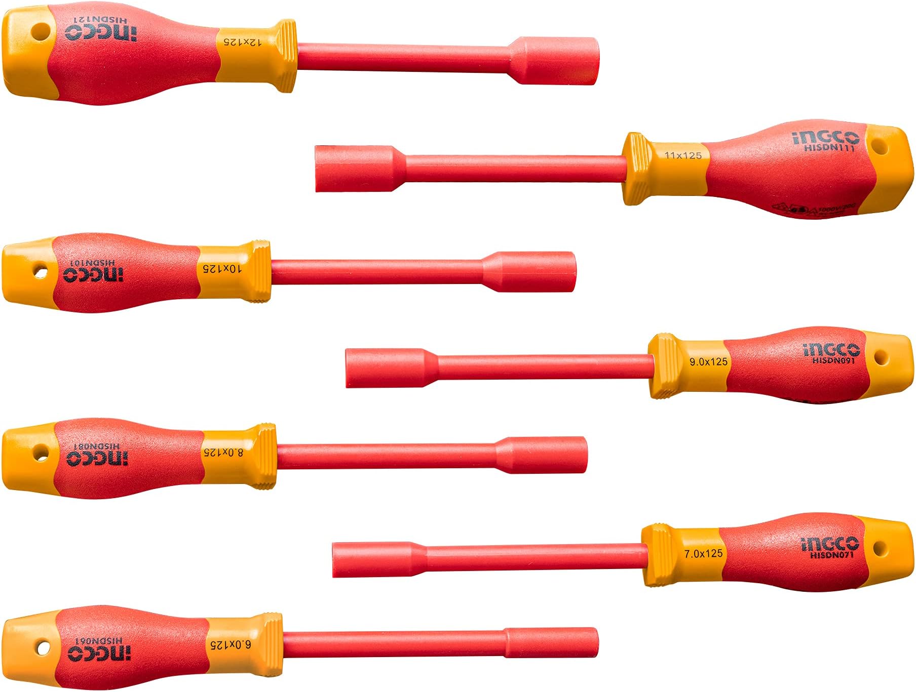 7Pcs Insulated Nut Screwdriver Set VDE Insulated Nut Driver Spinner Socket HKISD0701