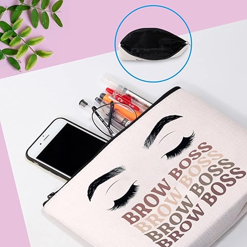 Miniatura 4 de GJTIM Brow Boss Bolsa de Maquillaje Microblading Cejas Esteticistas Regalo Esteticista Regalo Cejas Belleza Viaje Cremallera Bolsa, Bolsa para cejas