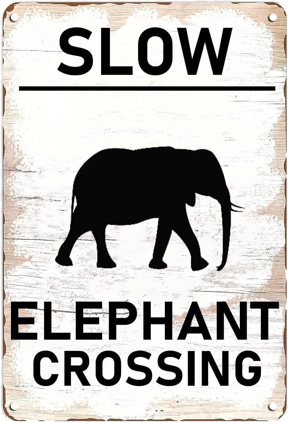 SMAZDFXX Slow Elephant Crossing Vintage Tin Sign,Vintage Farm Decor Elephant Warning Tin Poster Street Decor Signs for Home Garden Yard Bar Pub Outdoor Man Cave Decor 5.5"x8"