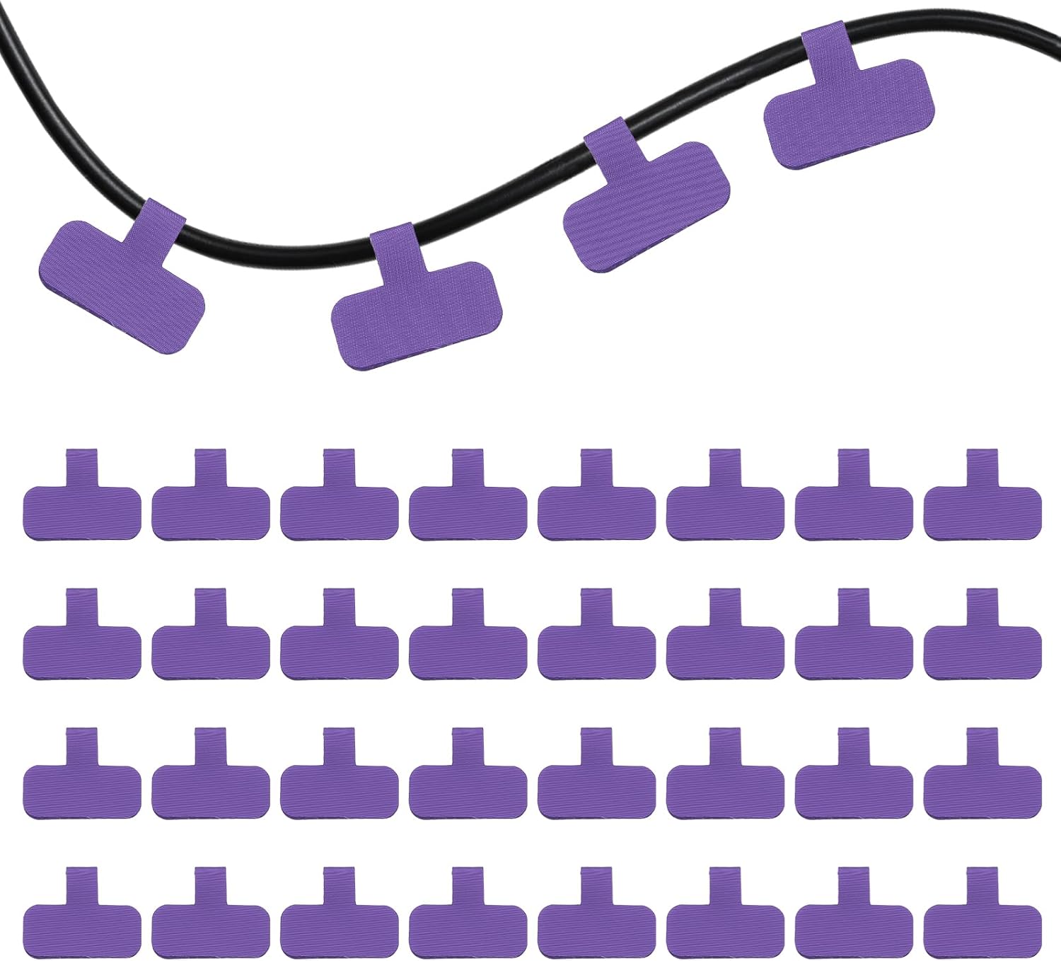 PATIKIL 32Pcs Cable Labels Tags, 2.4" Write on Wire Tags Cord Labels Hook Loop Rectangle Cable Ties for Electronics Organize Wire Classify Identification Management, Purple