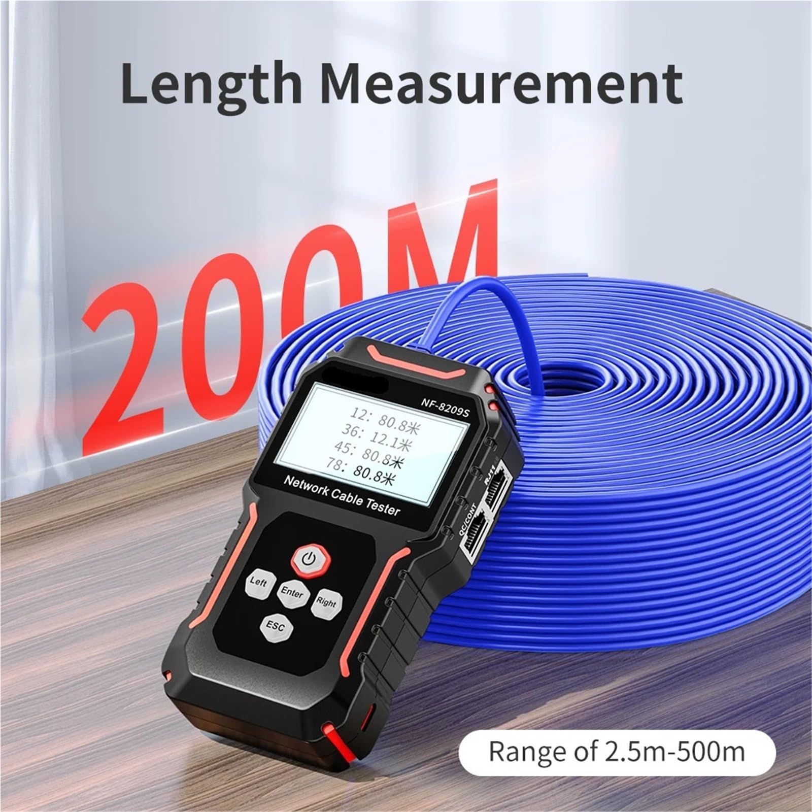Tester for cavi di rete Misura la lunghezza Test del cavo LAN POE Display LCD Scansione Mappatura dei Tracker Strumenti Prove di trasmissione