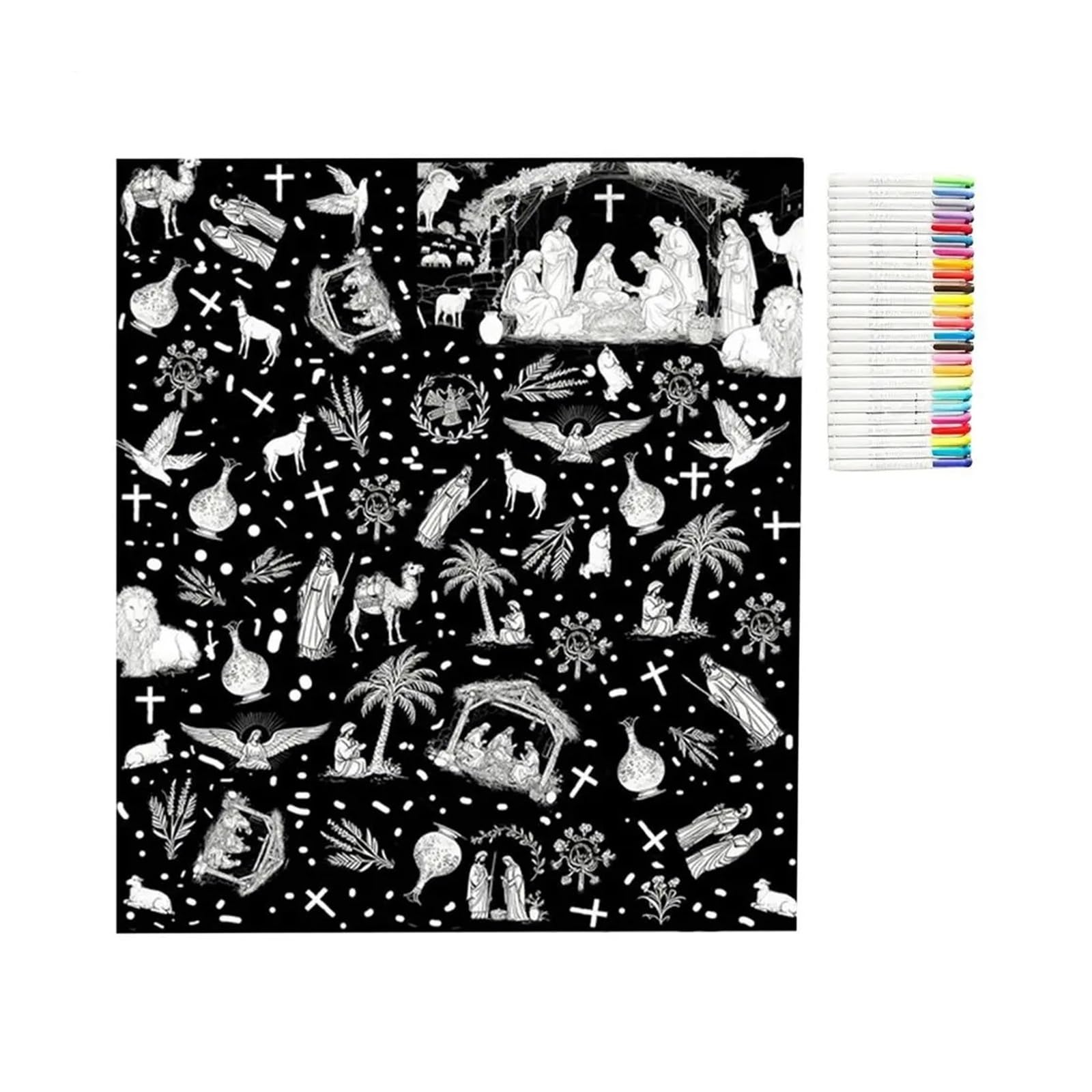Vekoro diy coloring blanket Coloring Blanket With Markers Washable Fabric Bedding Decor(As showing)