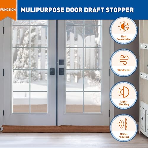 Miniatura 50 de MAGZO - Tapón de ruido para puerta; bloqueador de corrientes de aire, reductor de ruido, tapón de aire resistente para la parte inferior de la Marrón