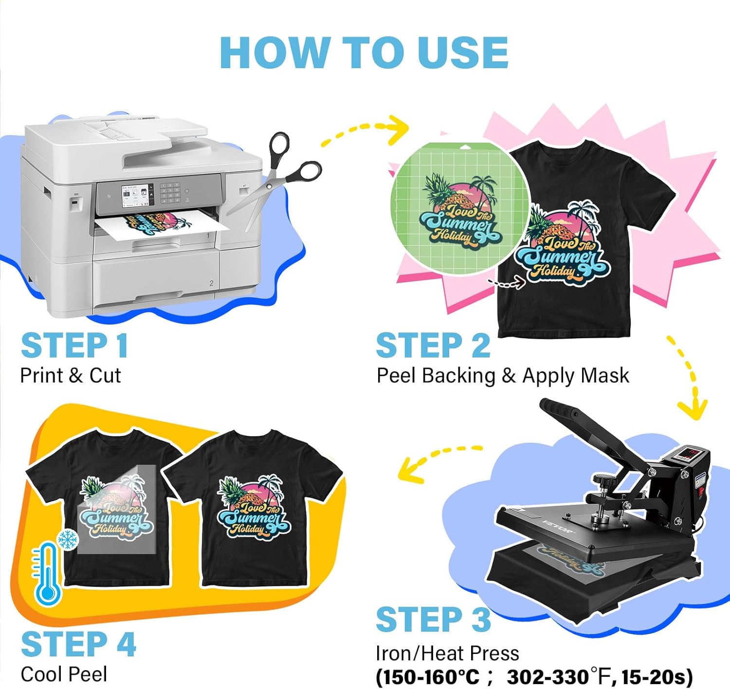 TECKWRAP Printable Heat Transfer Paper for T-Shirts 10 Sheets, 11" X 17" Printable Heat Transfer Vinyl for Inkjet Printer, Iron on Transfer Paper for Light and Dark Fabric (Matte)