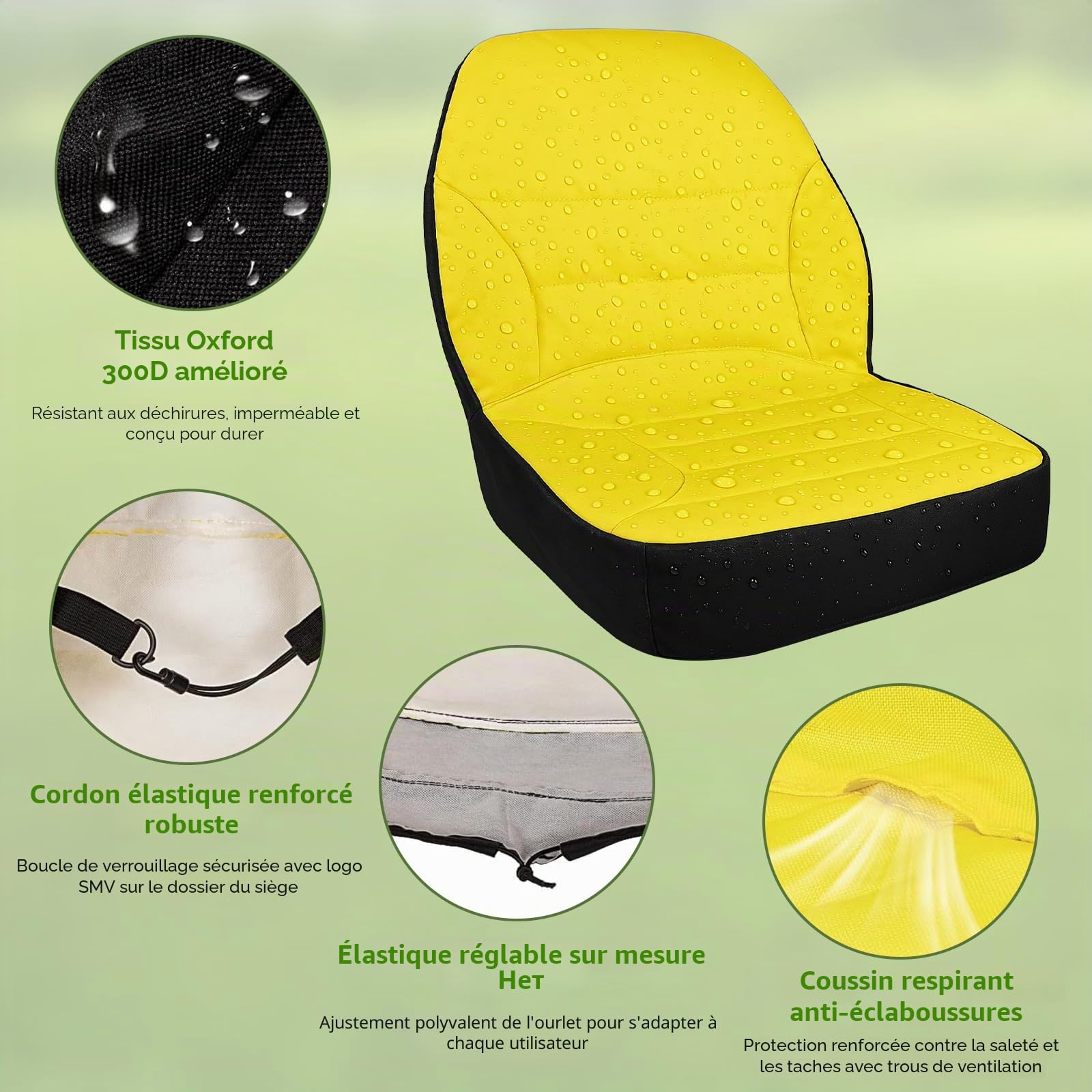 Housse de siège pour Tondeuse autoportée, Tissu Oxford 300D, Housse de siège LP68694 Compatible John Deere Tracteur & Gator 1025R 2025R, sièges résistants aux intempéries Jusqu’à 45 × 12 cm