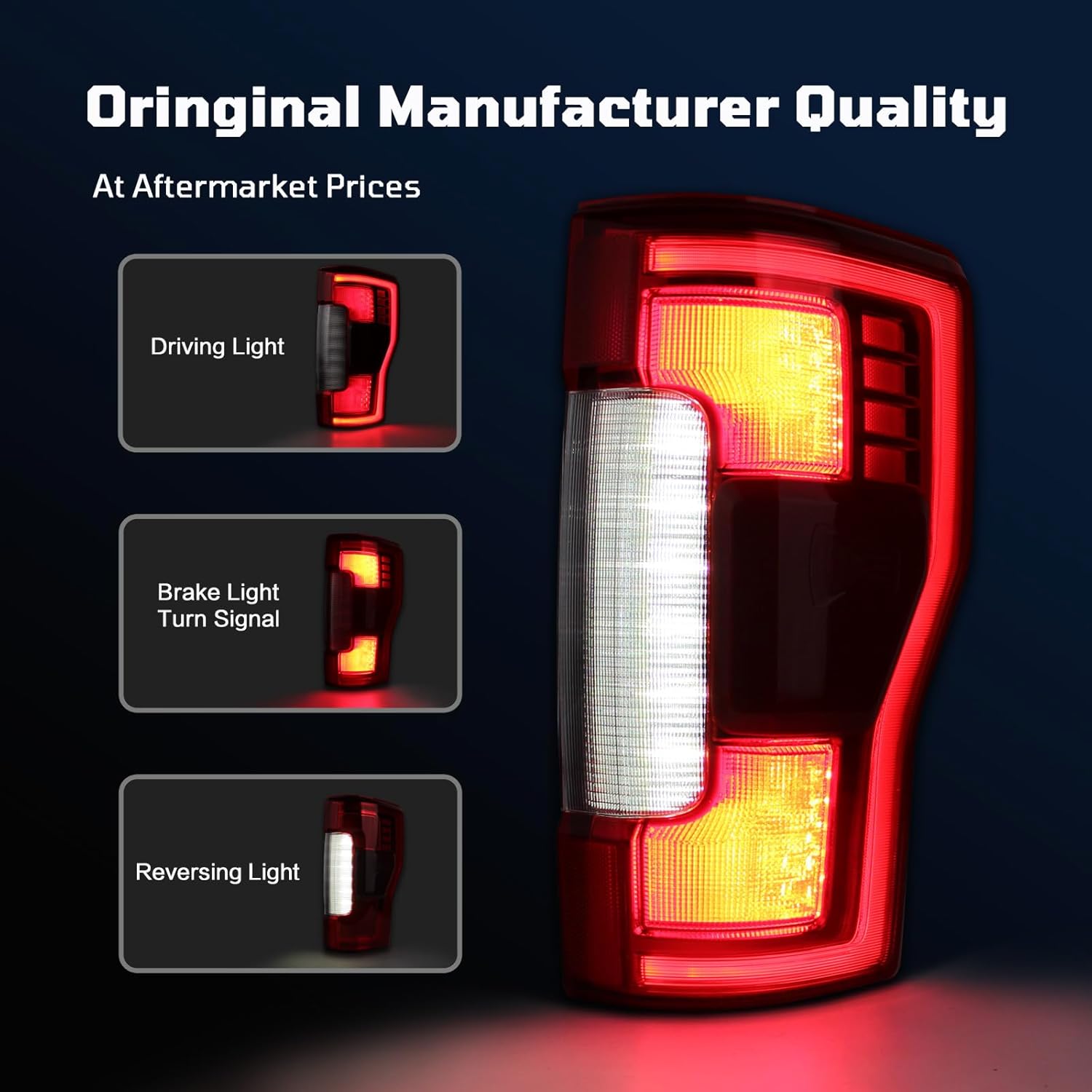 LED Tail Lights Compatible With 2017 2018 2019 Ford F250 F350 Super Duty with Blind Spot Replace FO2801262 KC3Z13404B(Right Passenger Side)