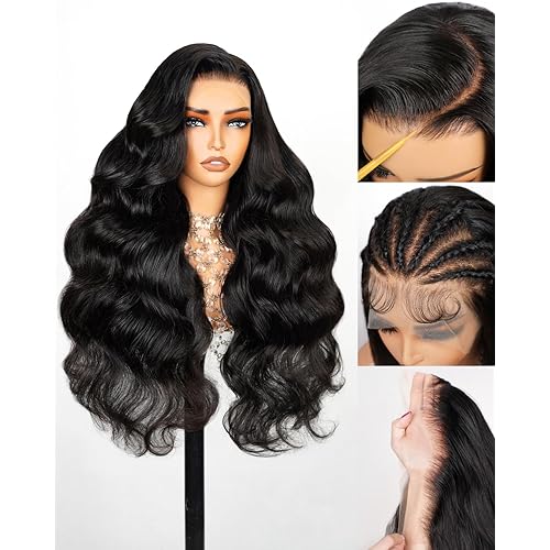 Arabella Glueless Lace Front Wigs Human Hair 13x4 Tiny Knots Real Pre Bleached Body Wave Wigs Human Hair 210% Density Upgraded Wig (24inch, 13x4 Body Wave)