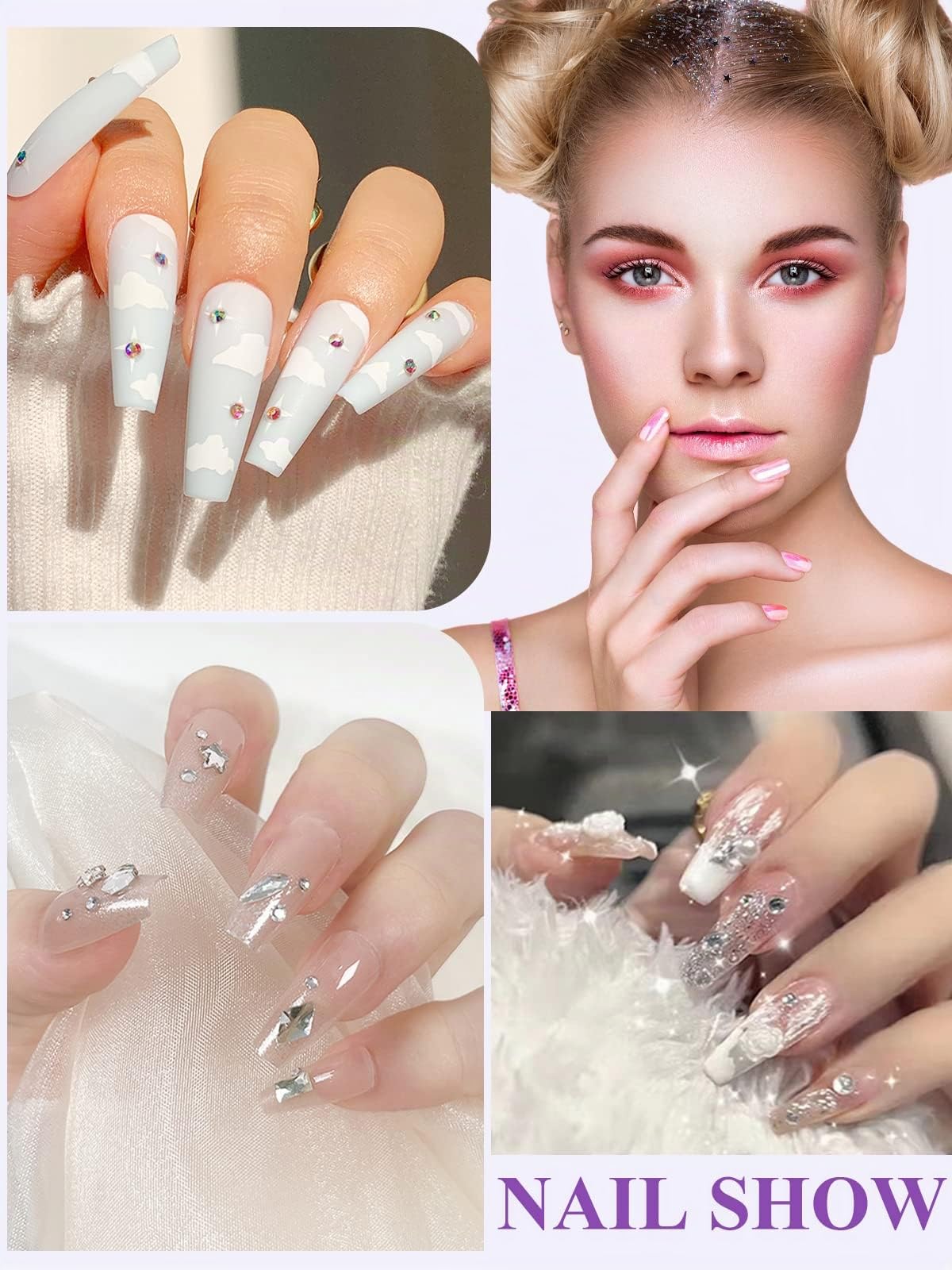 Yokilly Acrilico Per Unghie Kit,Polvere Acrilica Unghie Con Colori Rosa Bianco Trasparenti,100 Pezzi Unghie Finte Professionali In Acrilico Kit Ricostruzione Unghie(Bianco Chiaro Rosa-1)
