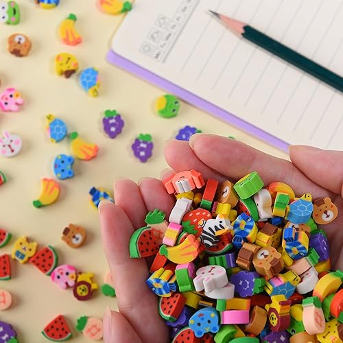 Miniatura 6 de 300 mini borradores para niños a granel, borradores de frutas de animales pequeños