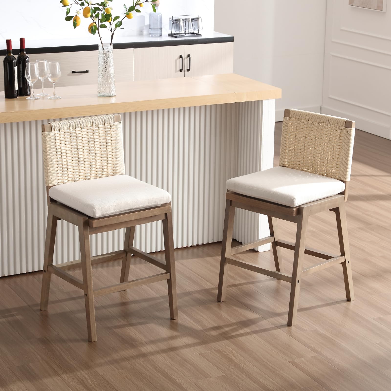 Amazon.com: HEAH-YO Woven Counter Stools Set of 2, 27.25