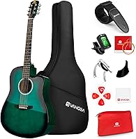 Vista 9 de Vangoa Kit de Guitarra Acústica para Adulto Principiante Adolescente, Tamaño Completo con Corte, Guitarra Acústica para Principiantes, 41 Pulgadas