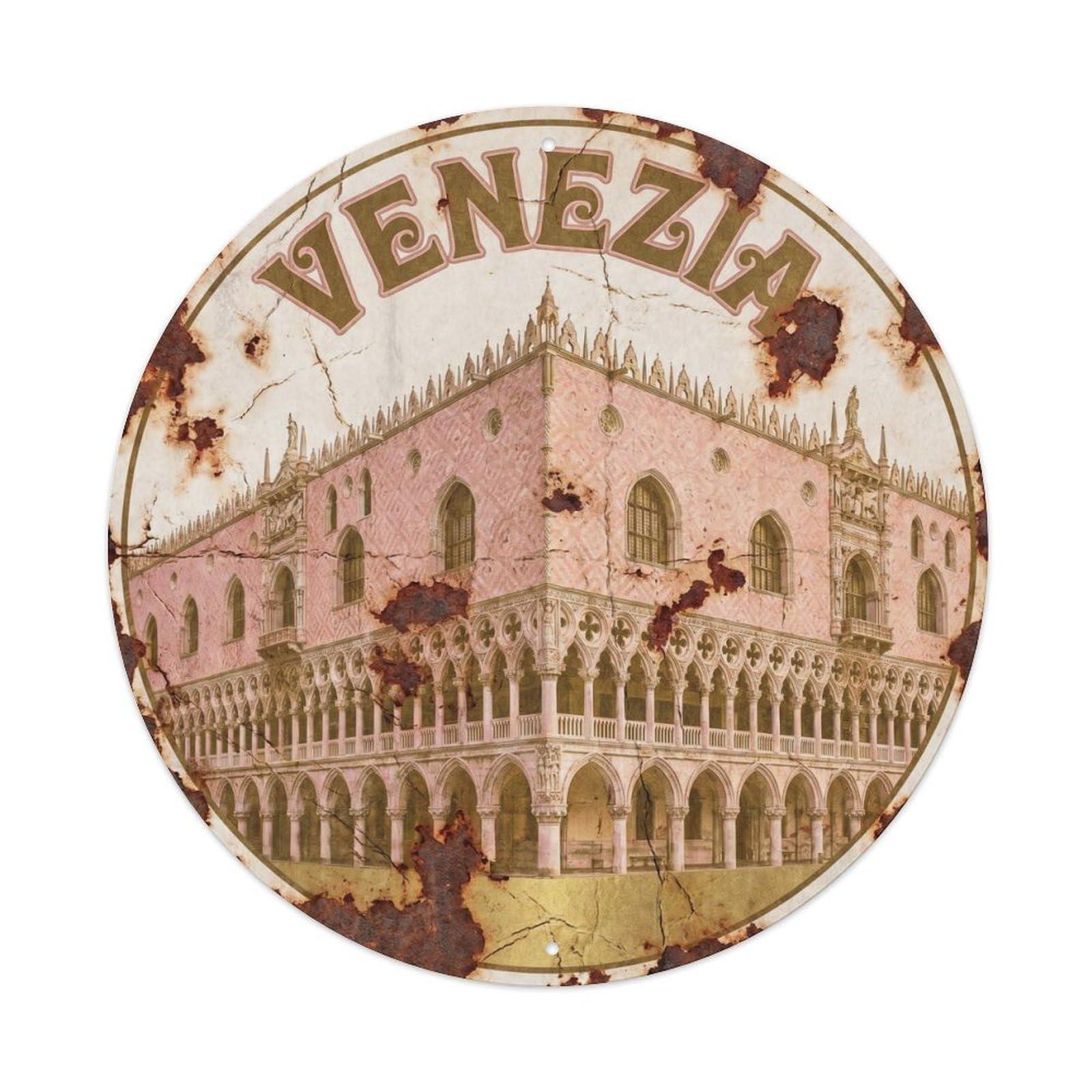 Vintage Travel Venice Doge Palace Metal Tin Sign Plaque