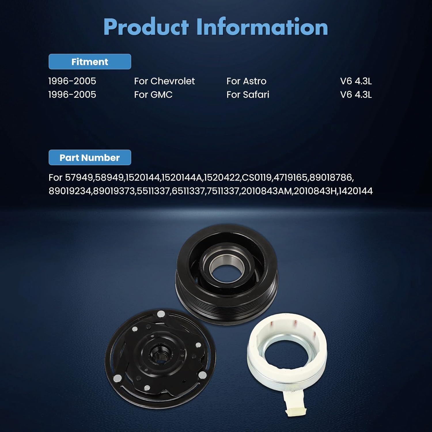 ECCPP A/C Compressor Clutch 1996-2005 Fit for Chevrolet Astro 4.3L AC Clutch