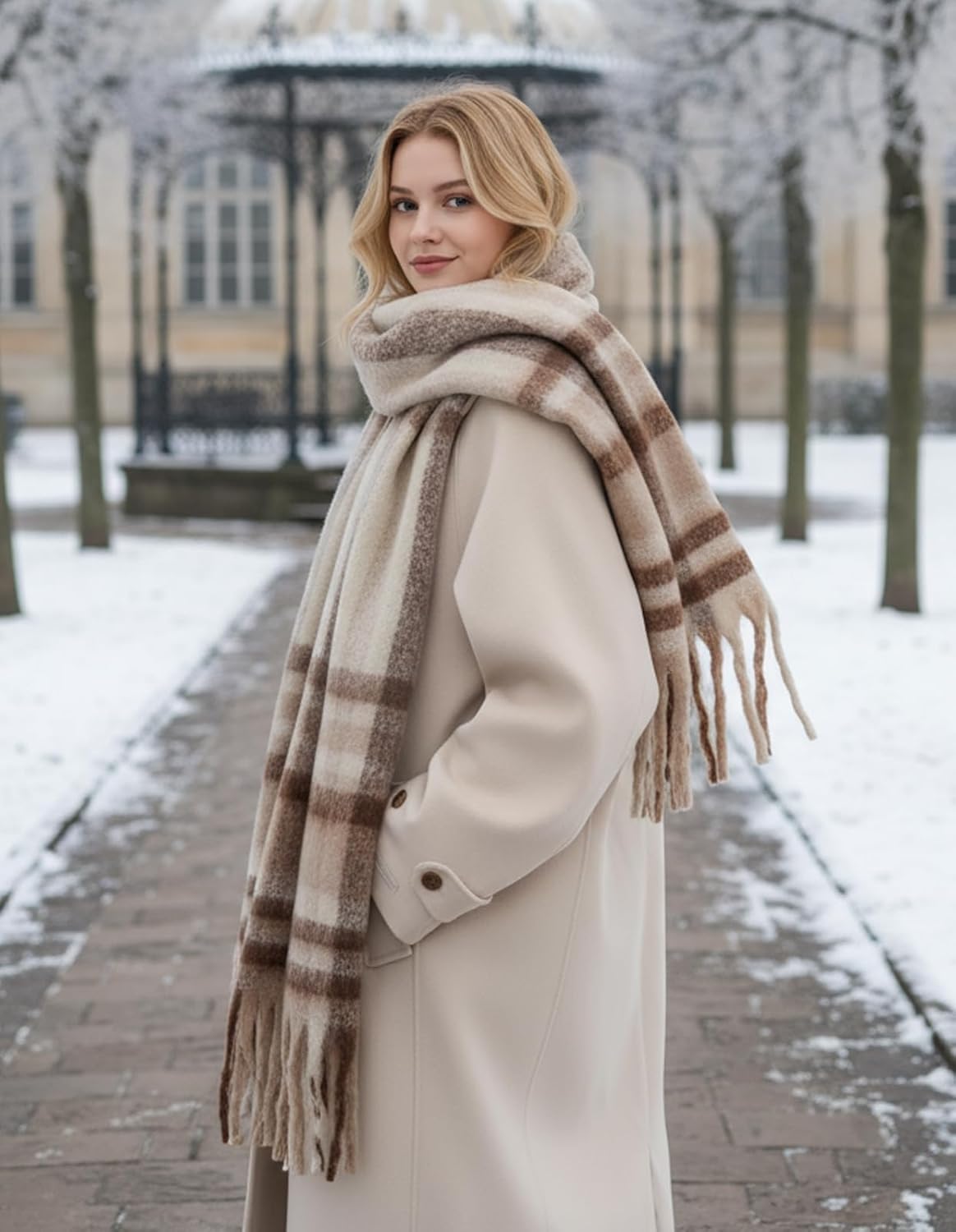 Scarf for Women Winter Warm Long Shawl Large Scarves Cold Weather Thick Blanket Scarfs Colorful Plaid - Image 8