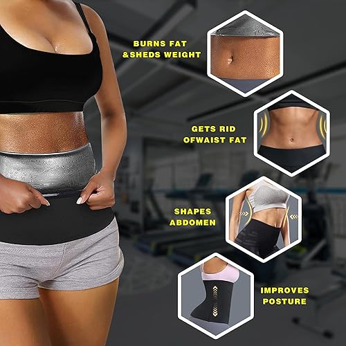 Miniatura 10 de Faja reductora de cintura para mujer, cinturón de sauna sin neopreno, cinturón adelgazante para sauna, traje de entrenamiento
