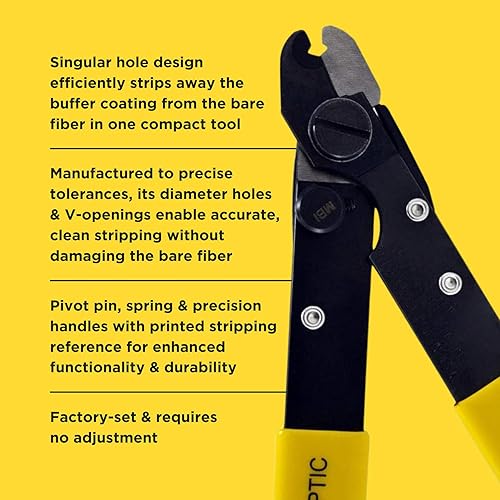 Miniatura 3 de Miller Pelacables de fibra óptica de un solo orificio serie FO 103-S-200 para técnicos de trabajo, electricistas e instaladores, apertura en forma