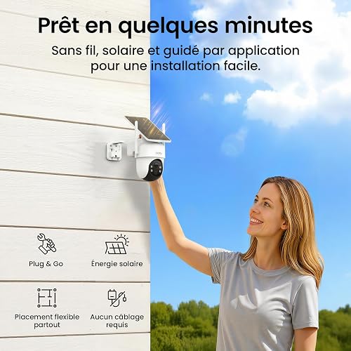 AOSU 3K 5MP Camera Surveillance WiFi Exterieure Sans Fil Solaire Kit avec 2K Sonnette Vidéo et Camera Interieur, Protection 360°, Alertes IA, Suivi Multi-Caméras, Vision Nocturne, 32GB Extensible 16TB - 9