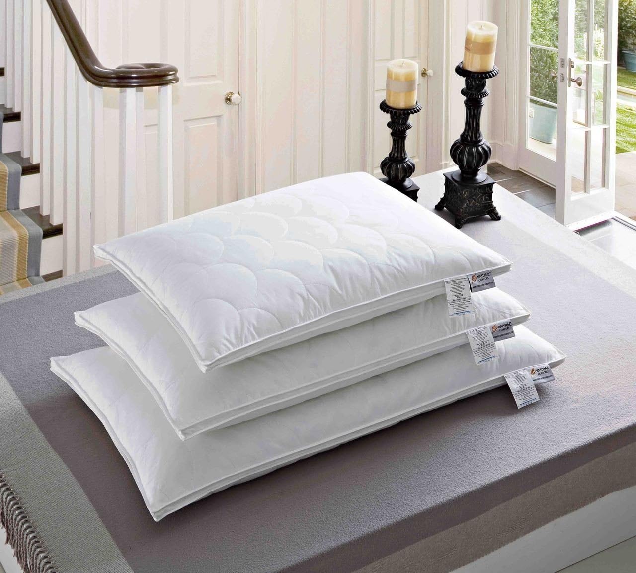 Natural Comfort Quilted Feather Billow Pillows, Queen