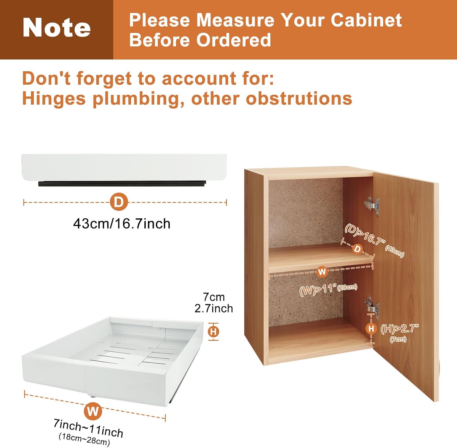 Pull Out Cabinet Organizer, Expandable(7"-11") Slide Out Cabinet Organizer, Pull Out Drawers for Cabinets, No Drilli with Adhesive Nano Film for Kitchen Pantry Shelves, Bathroom