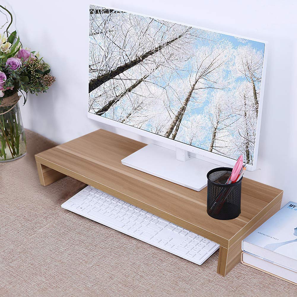 lyrlody Supporto in Legno per Monitor, Aumenta L'altezza dello Schermo del PC, Risparmia Spazio e Organizza la Scrivania, Supporto Universale Multifunzione per PC, Notebook e TV
