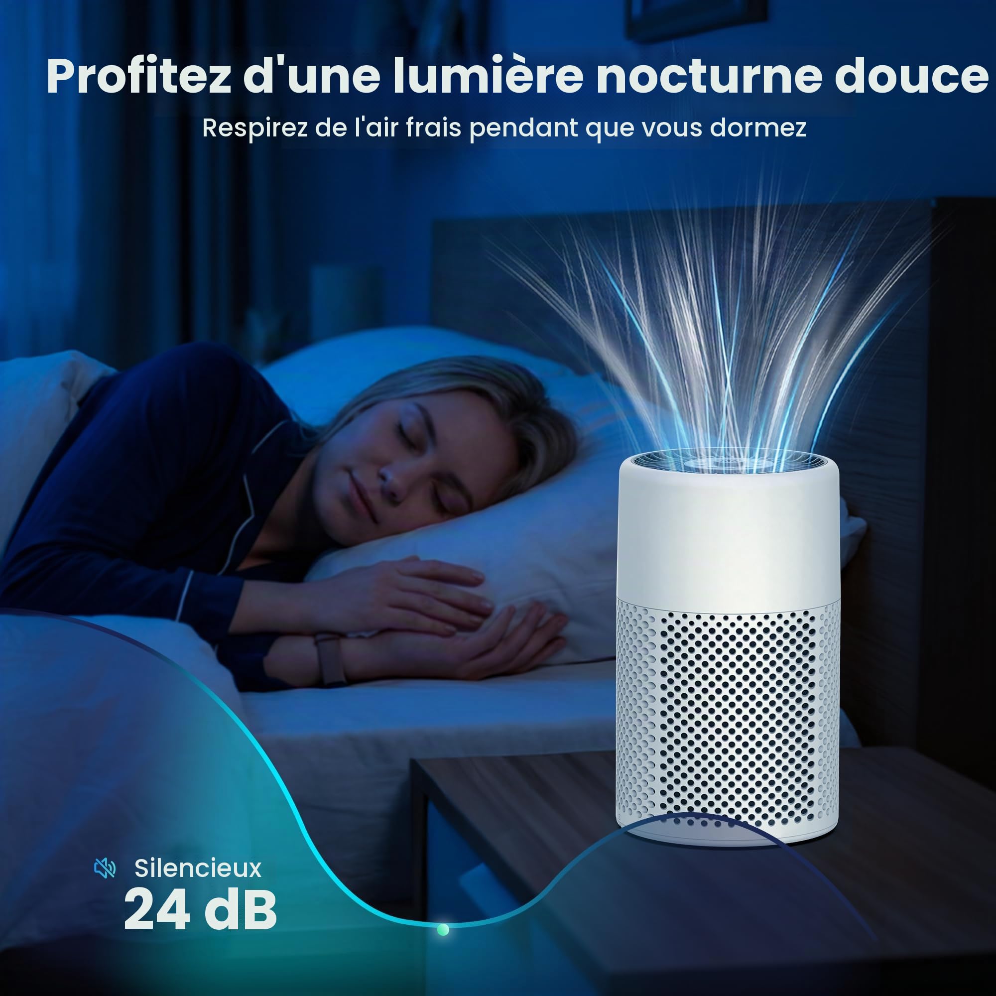 CHIVALZ Petit purificateur d'air 2588 crème avec filtre de rechange standard, purificateur d'air HEPA portable, 1 paquet
