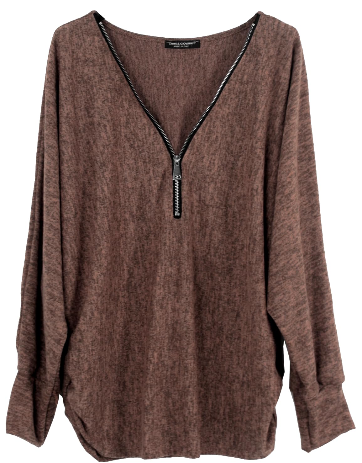 Emma & Giovanni - Damen - Langarmshirt - Pullover Zip - Top & Shirt