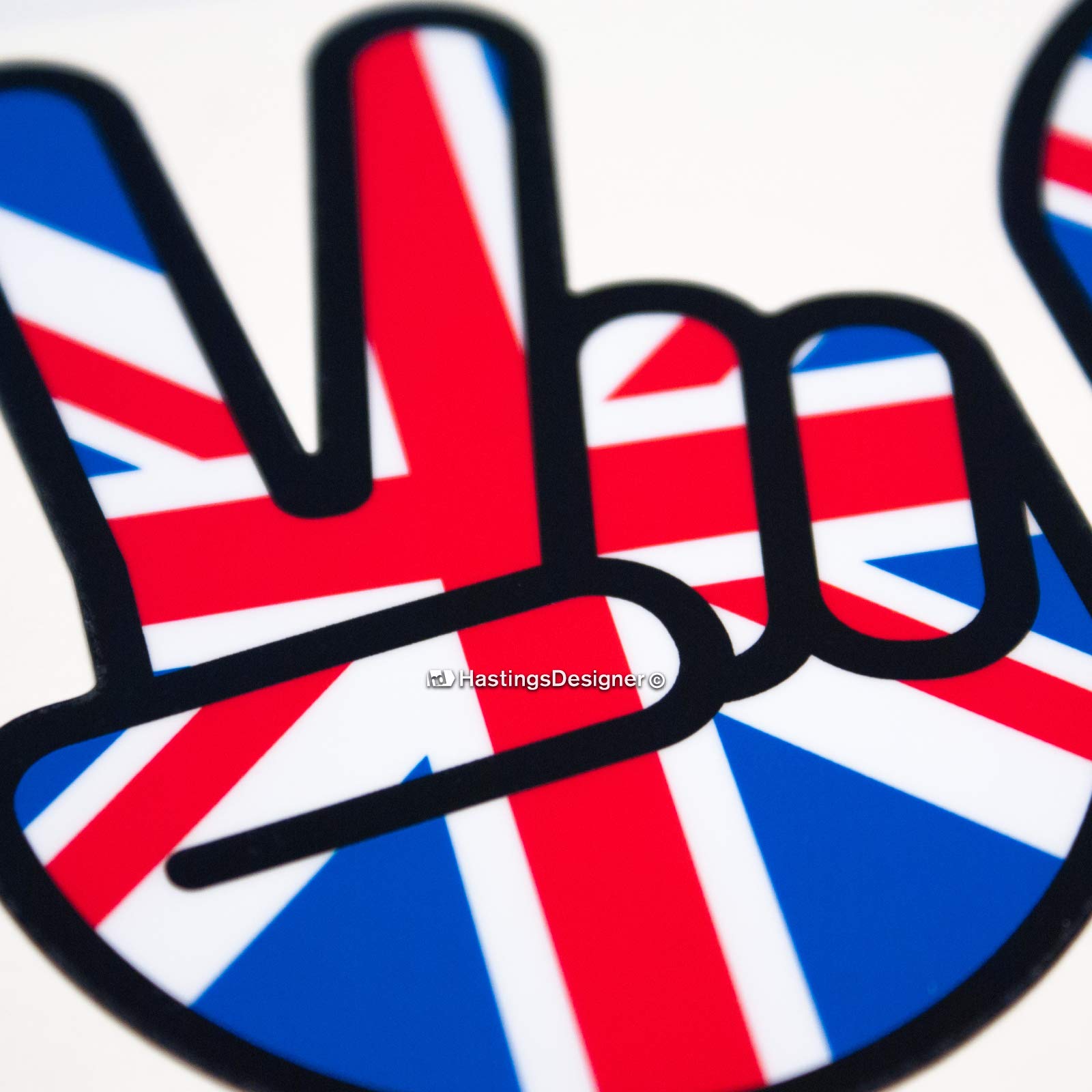 Reflective Peace Hand & UK Flag Decal Sticker - 4 Inch Vinyl For Car, Laptop