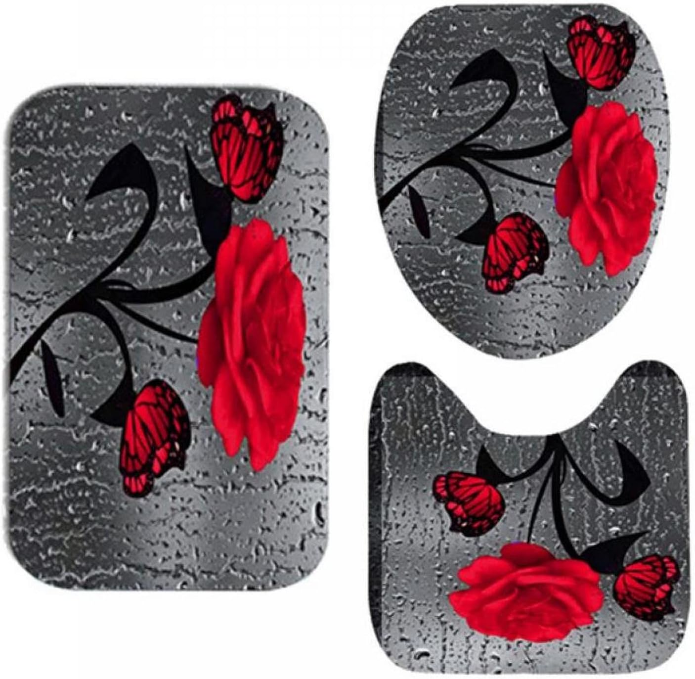 Badezimmer Set 3-teilig - Weihnachtsmotiv Badematten Flanell