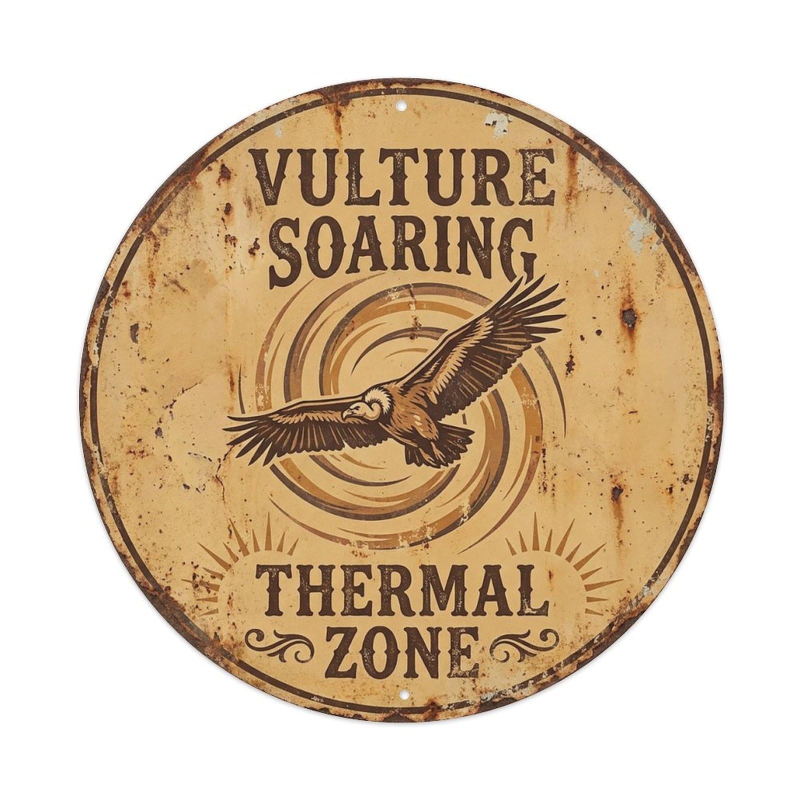 Yrnq 8X8inch Vintage Style Vulture Soaring Thermal Zone Metal Tin Sign